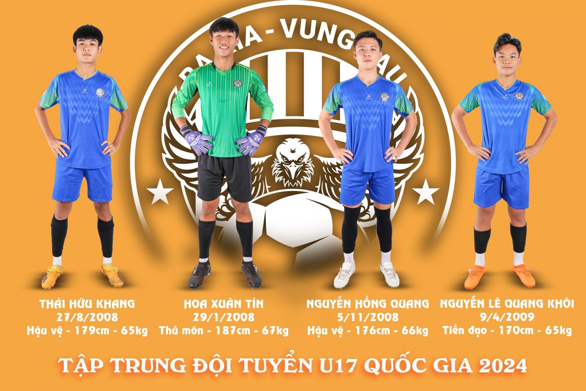 4 cầu thủ của U17 Bà Rịa Vũng Tàu được gọi lên U17 Việt Nam