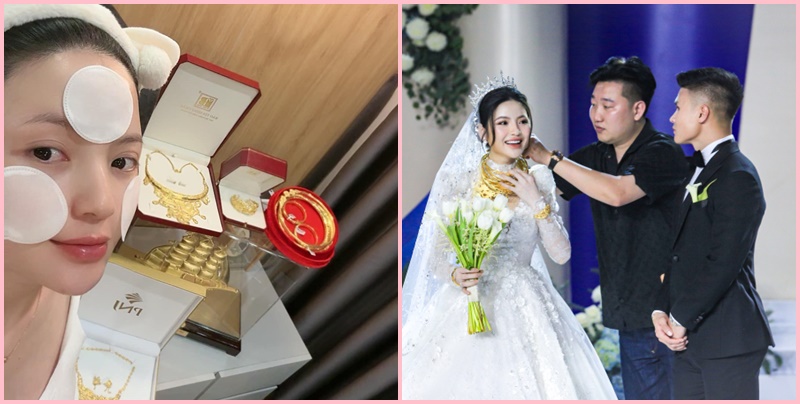 Chu Thanh Huyền "flex" số vàng được nhận trong đám cưới hôm 28/3.